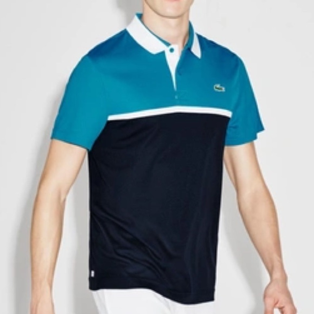 LACOSTE SPORT ULTRA DRY RESISTANT PIQUÉ COLOR-BLOCK POLO SHIRT - Picture 2 of 11